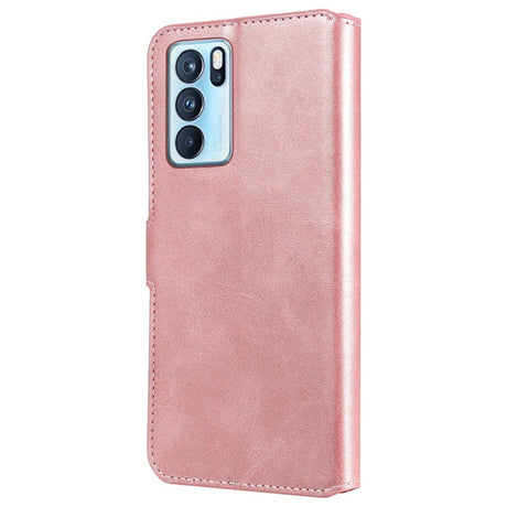 Oppo Reno6 Pro Leather Wallet Case & Magnetic Lock - Rose Gold