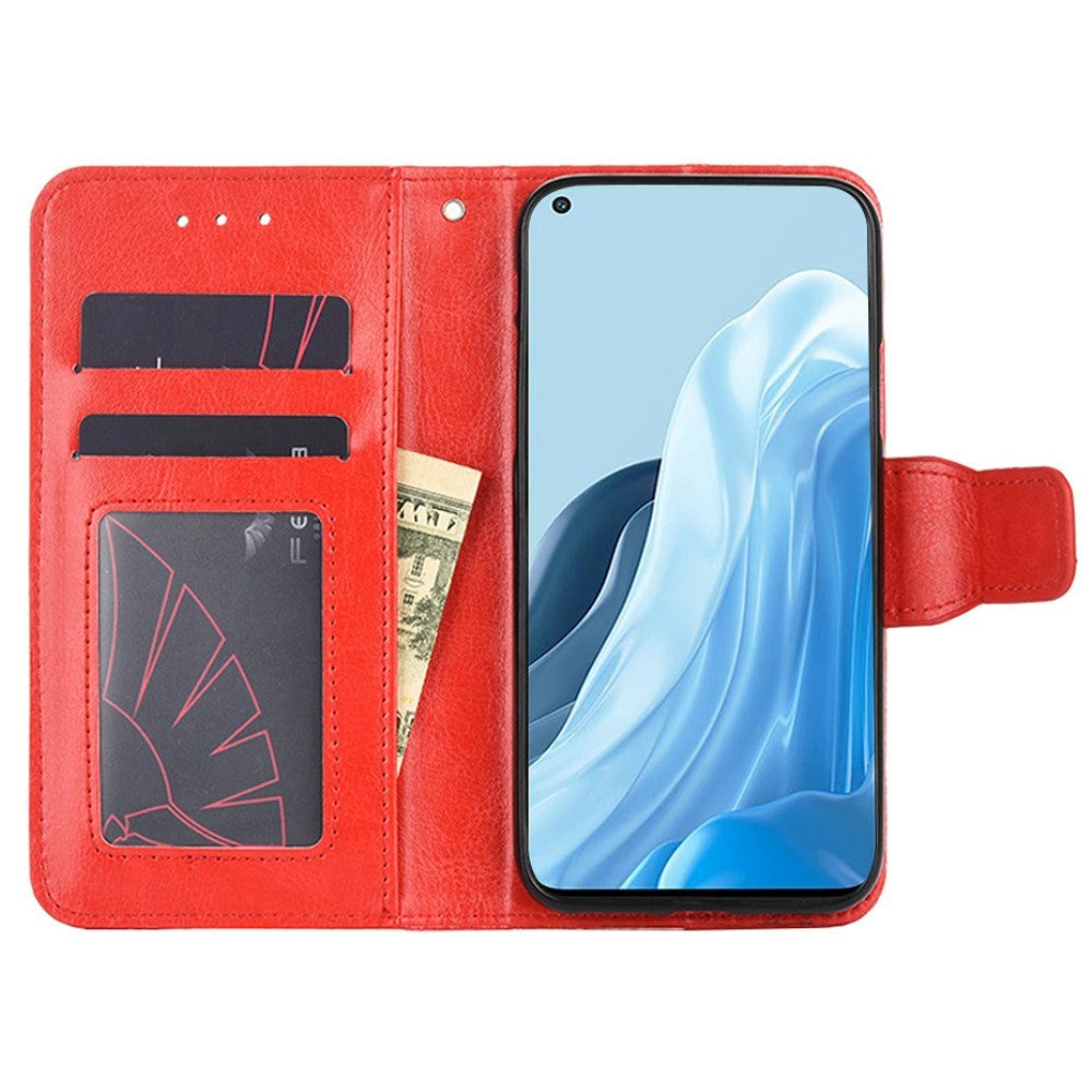 Oppo Find X5 Lite Leather Wallet Case & Magnetic Lock - Red