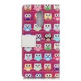 OnePlus 7 Leather Wallet Case Colorful Owls