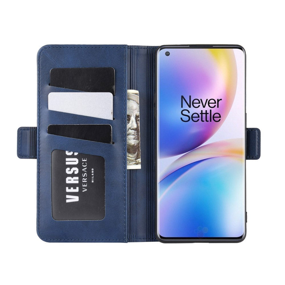 OnePlus 8 Pro Neutral Leather Wallet Case & Double Magnet - Blue