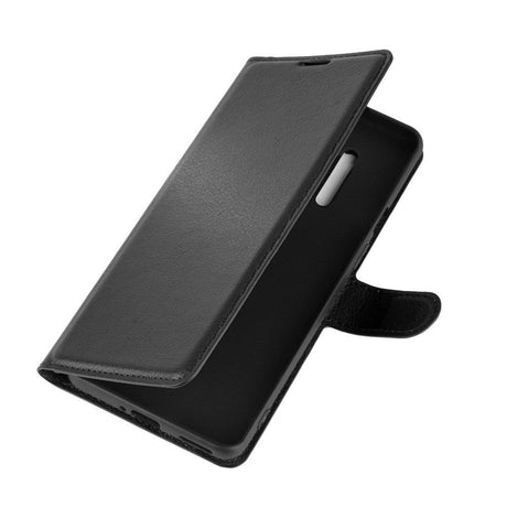 OnePlus 8 Pro Litchi Leather Flip Case w. Wallet - Black