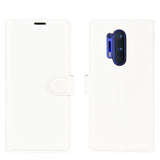 OnePlus 8 Pro Litchi Leather Flip Case w. Wallet - White