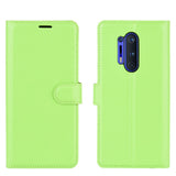 OnePlus 8 Pro Litchi Leather Flip Case w. Wallet - Green