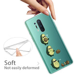 OnePlus 8 Pro Flexible Plastic Case w. Print - Transparent / Avocado