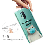 OnePlus 8 Pro Flexible Plastic Case w. Print - Transparent / Cat with Mask