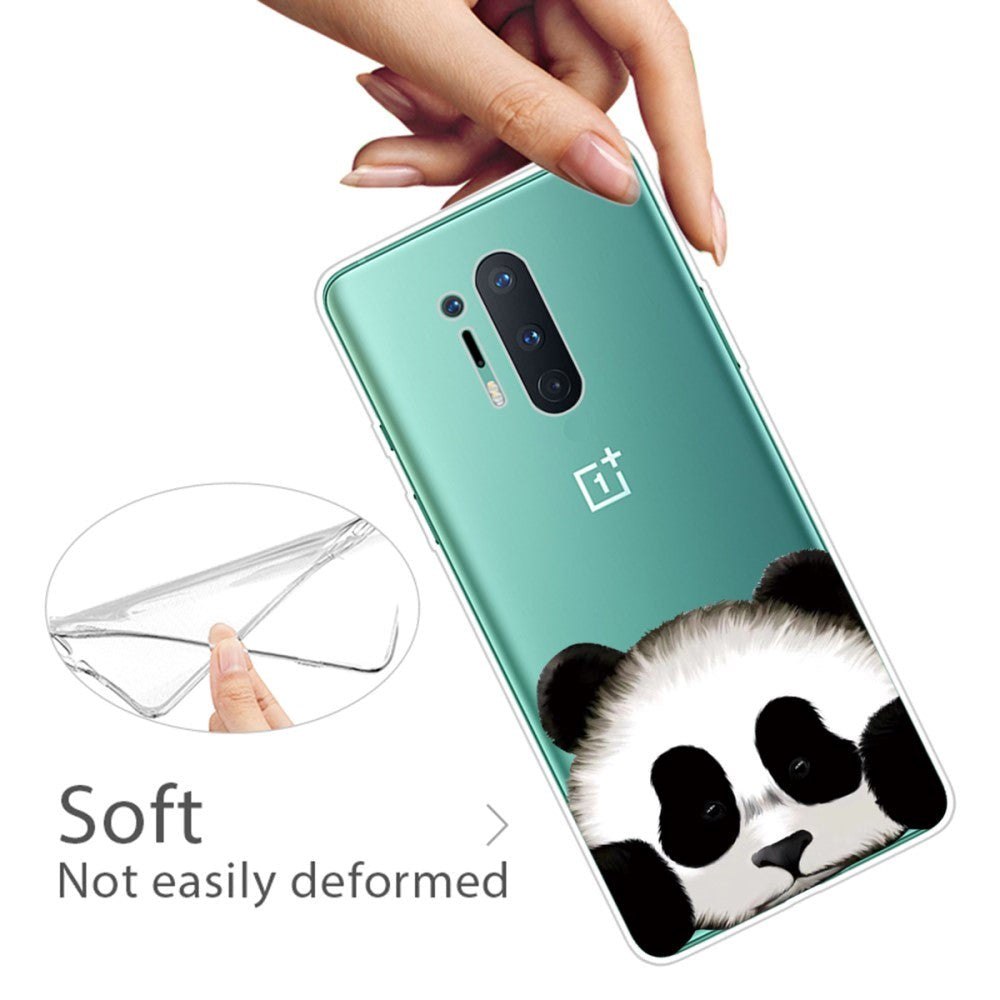 OnePlus 8 Pro Flexible Plastic Case w. Print - Transparent / Panda