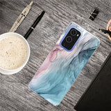EIDERWOOD OnePlus 9 Pro Flexible Plastic Case with Marble Design - Blue / Pink