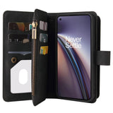 OnePlus North CE (5G) Leather Flip Case w. Strap, Wallet & 15 Card Holders - Black