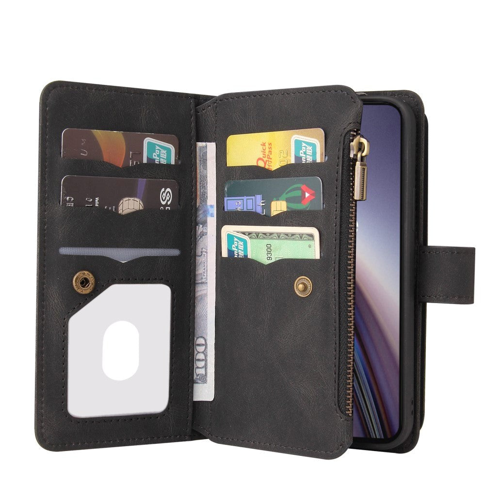 OnePlus North CE (5G) Leather Flip Case w. Strap, Wallet & 15 Card Holders - Black