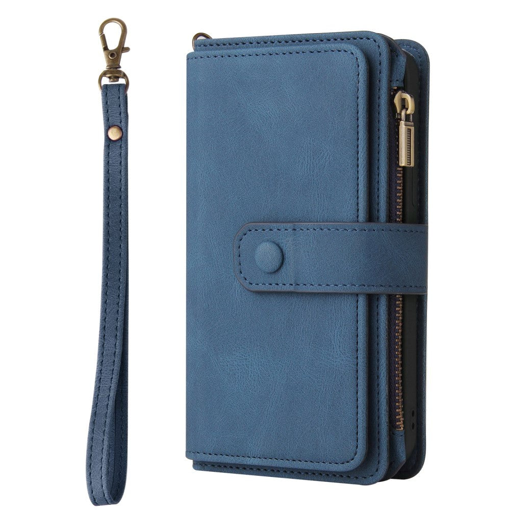 OnePlus North CE (5G) Leather Flip Case w. Strap, Wallet & 15 Card Holders - Blue