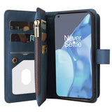 OnePlus 9 Pro Leather Flip Case w. Strap, Wallet & 15 Card Holders - Blue