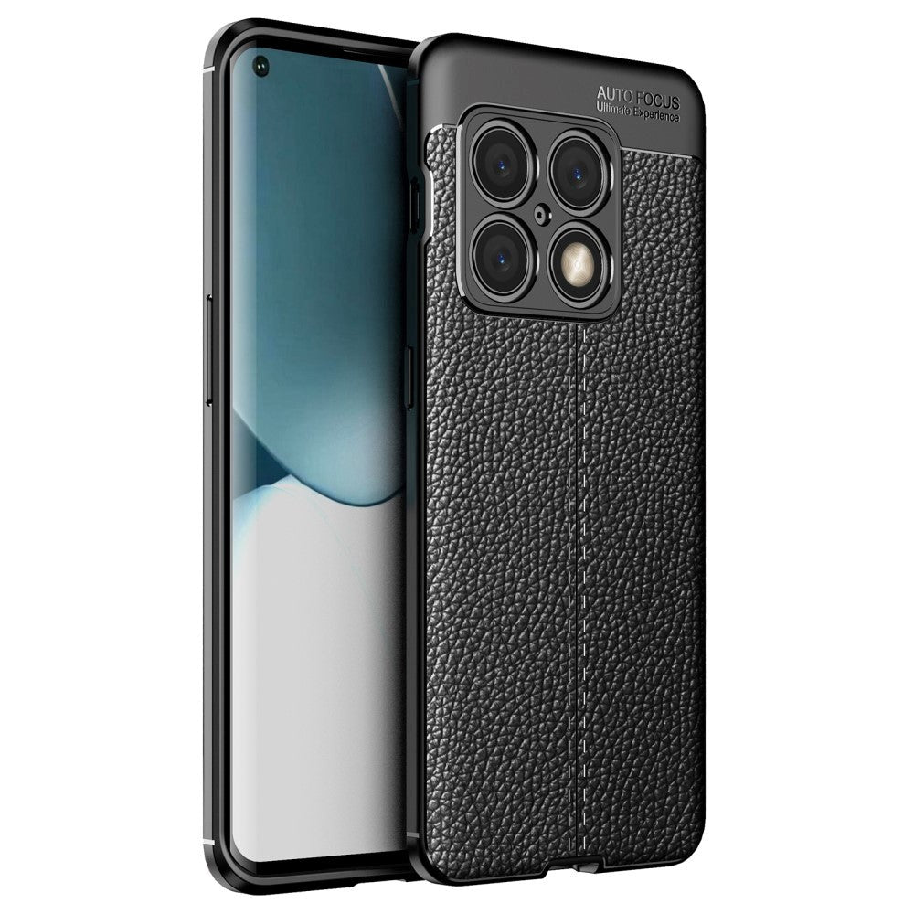 OnePlus 10 Pro Flexible Plastic Case Litchi Texture - Black