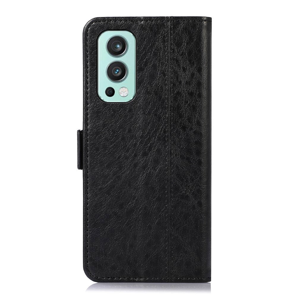 OnePlus Nord 2 (5G) Sleek Leather Flip Case w. Card Holder & Stand - Black