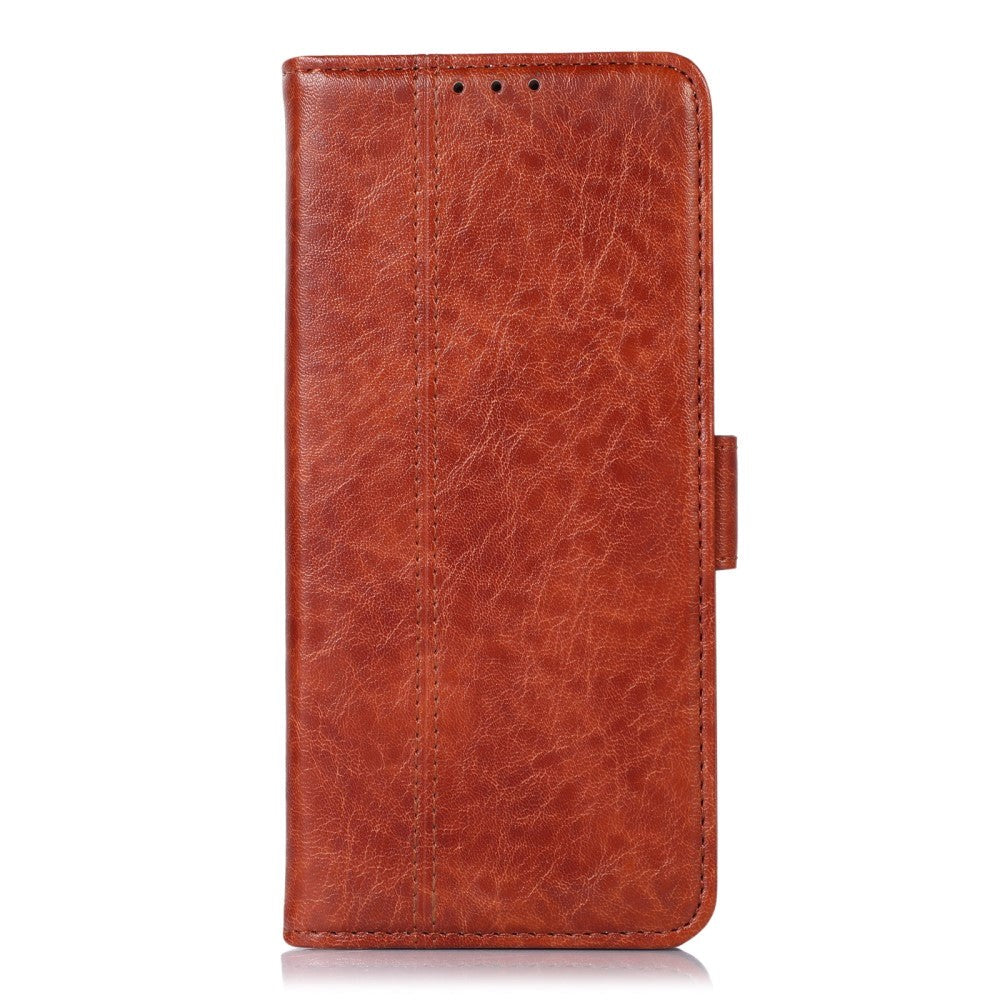 OnePlus Nord 2 (5G) Sleek Leather Flip Case w. Card Holder & Stand - Brown