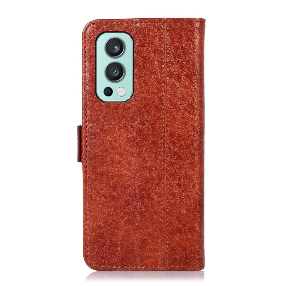 OnePlus Nord 2 (5G) Sleek Leather Flip Case w. Card Holder & Stand - Brown