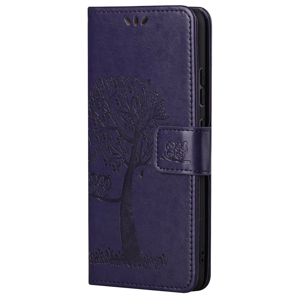 OnePlus Nord CE 2 (5G) Leather Wallet Case - Owls in Tree - Purple