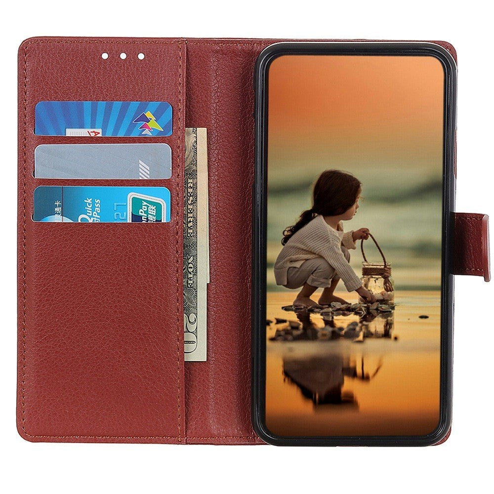 OnePlus Nord CE 2 Lite (5G) PU Litchi Leather Flip Case with Wallet & Stand Function - Brown