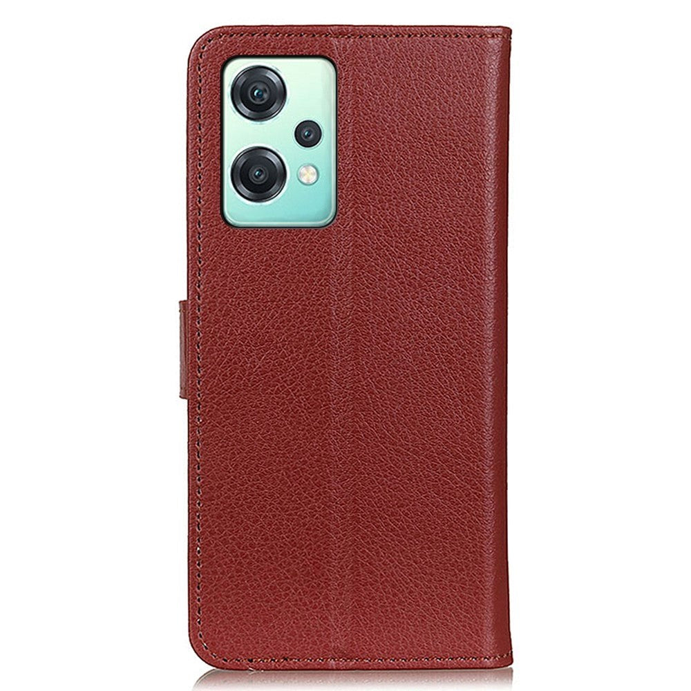 OnePlus Nord CE 2 Lite (5G) PU Litchi Leather Flip Case with Wallet & Stand Function - Brown