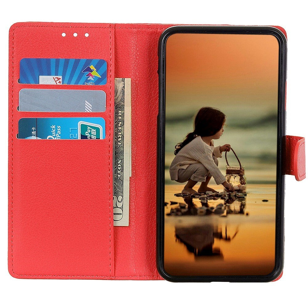 OnePlus Nord CE 2 Lite (5G) PU Litchi Leather Flip Case with Wallet & Stand Function - Red