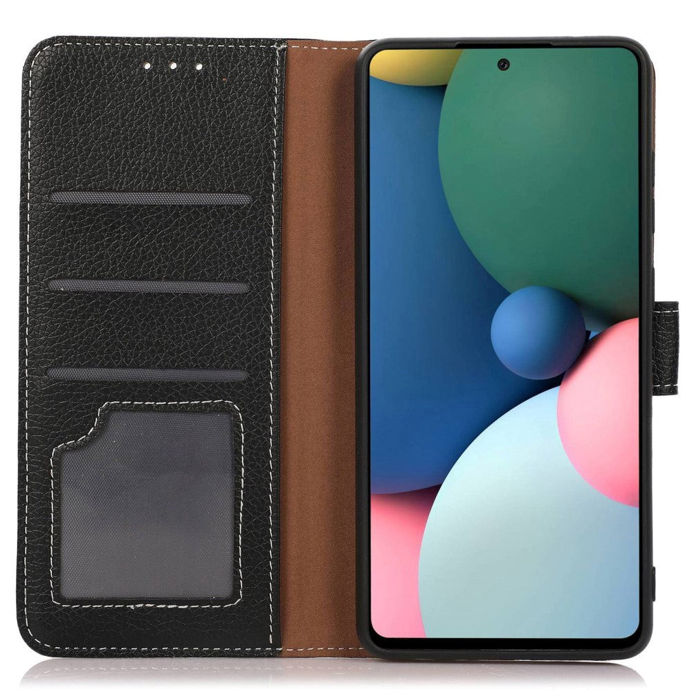 OnePlus Nord CE 2 Lite (5G) Litchi Leather Flip Wallet Case - Black