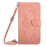 OnePlus Nord 2T (5G) Wallet Case w. Strap - Butterfly Engraving - Pink