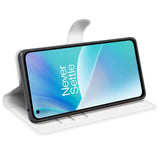 EIDERWOOD OnePlus Nord 2T (5G) Faux Leather Flip Case with Cardholder & Stand Function - White