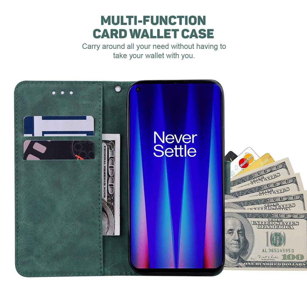 OnePlus Nord 2T (5G) Flip Case with Wallet & Strap - Geometry Pattern - Green