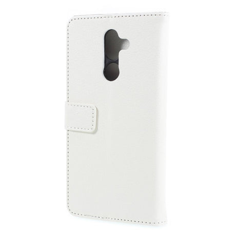 Nokia 7 Plus Litchi PU Leather Flip Case w. Stand and Card Holder - White