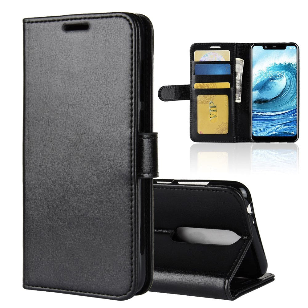 Nokia 5.1 Plus Neutral Leather Wallet Case - Black