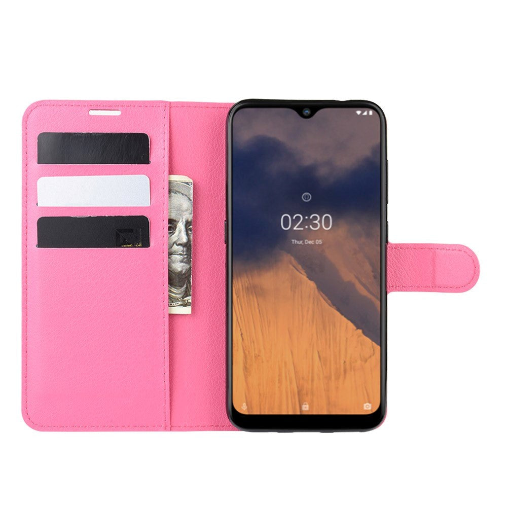 Nokia 2.3 Litchi Leather Wallet Case - Pink