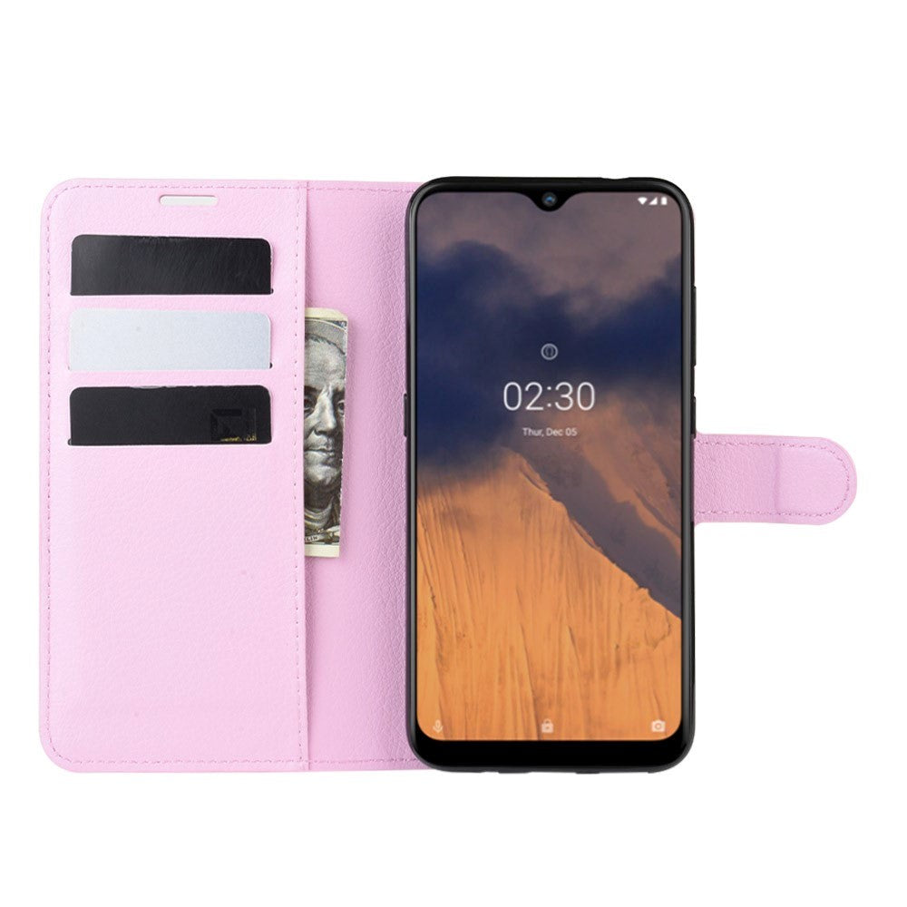 Nokia 2.3 Litchi Leather Wallet Case - Pink