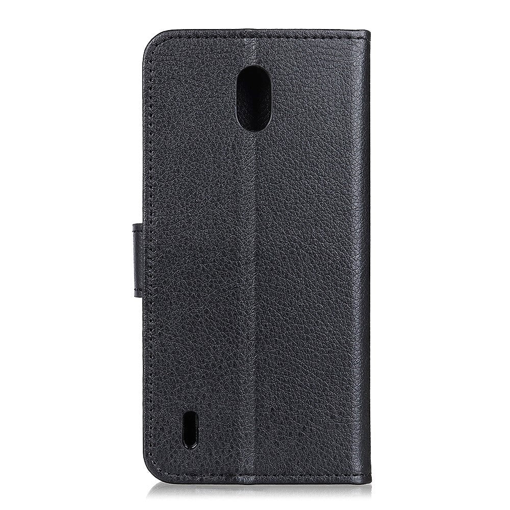 Nokia 1.3 Litchi Texture Leather Wallet Case - Black