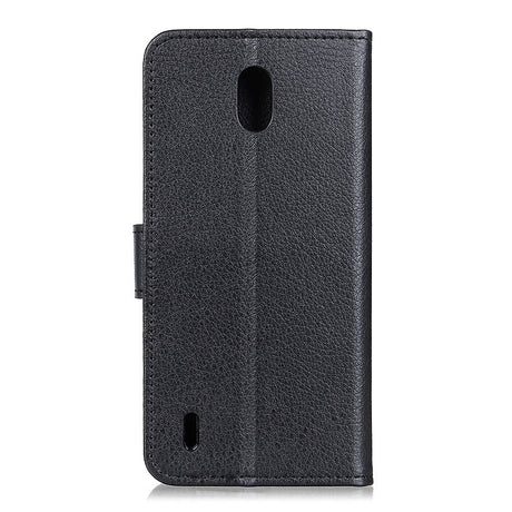 Nokia 1.3 Litchi Texture Leather Wallet Case - Black