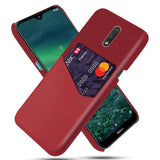 Nokia 2.3 Fabric Case w. Leather Card Holder - Red