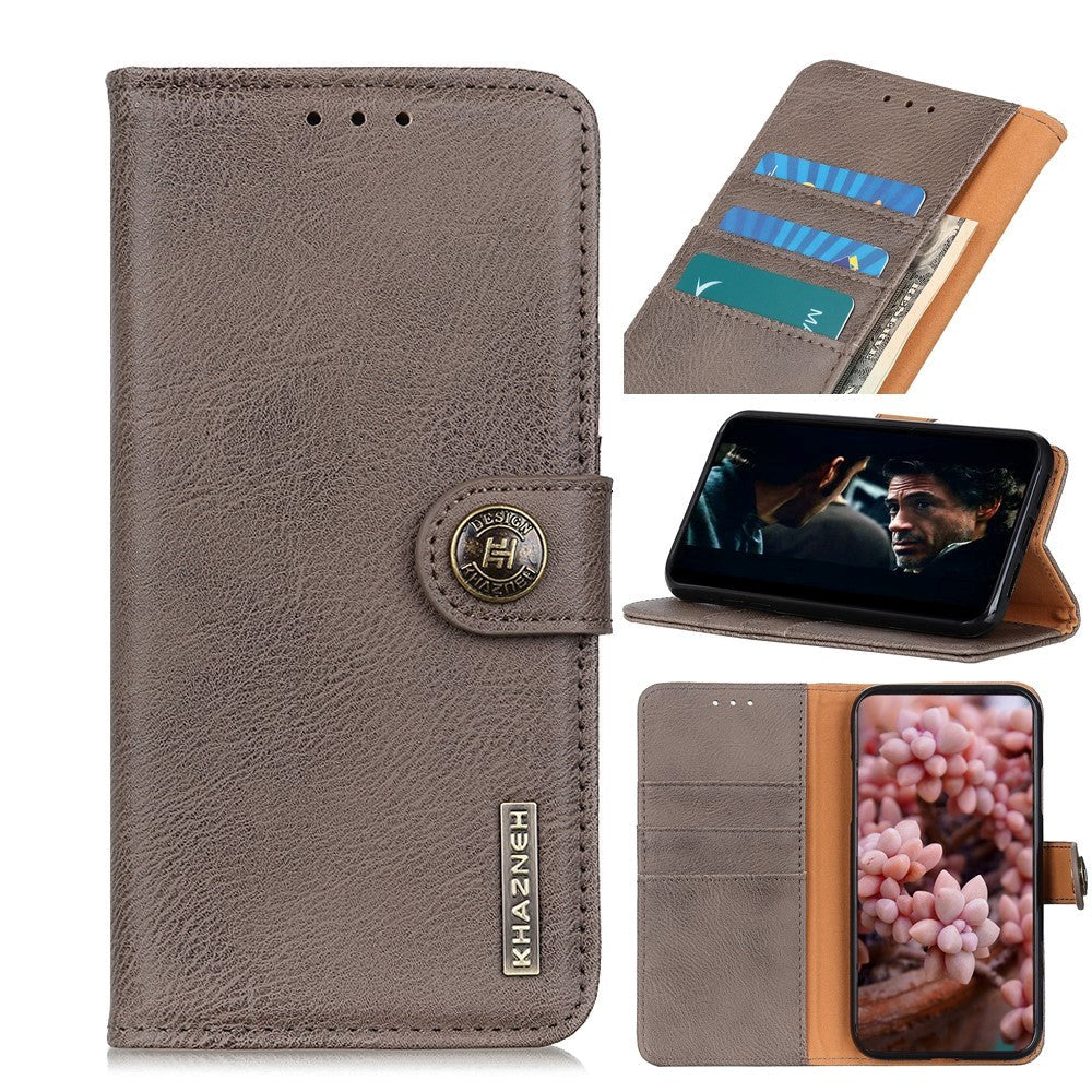 Nokia 5.3 KHAZNEH Retro Leather Wallet Case - Grey