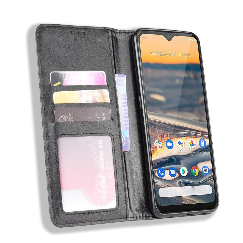 Nokia 5.3 Retro Leather Wallet Case - Black