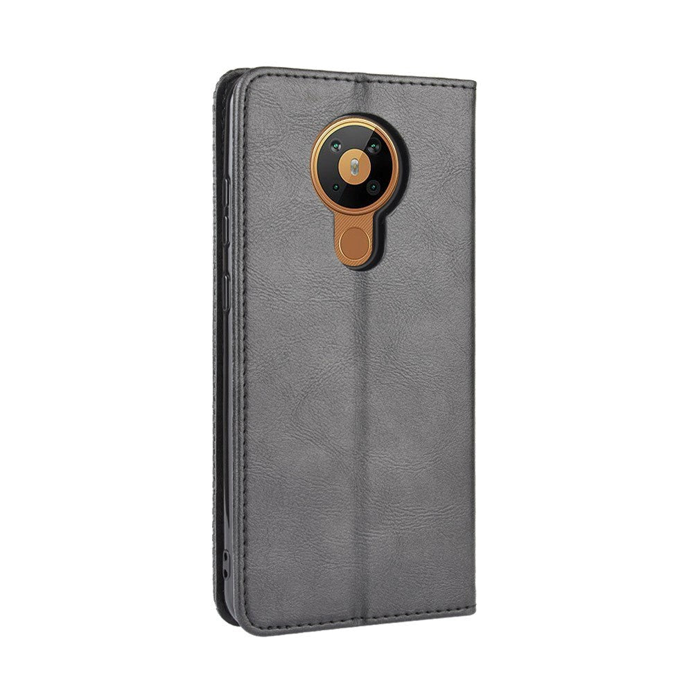 Nokia 5.3 Retro Leather Wallet Case - Black