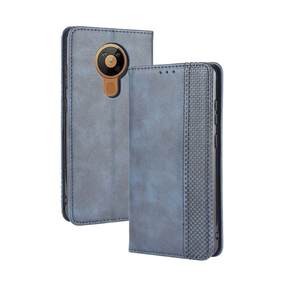 Nokia 5.3 Retro Leather Wallet Case - Blue