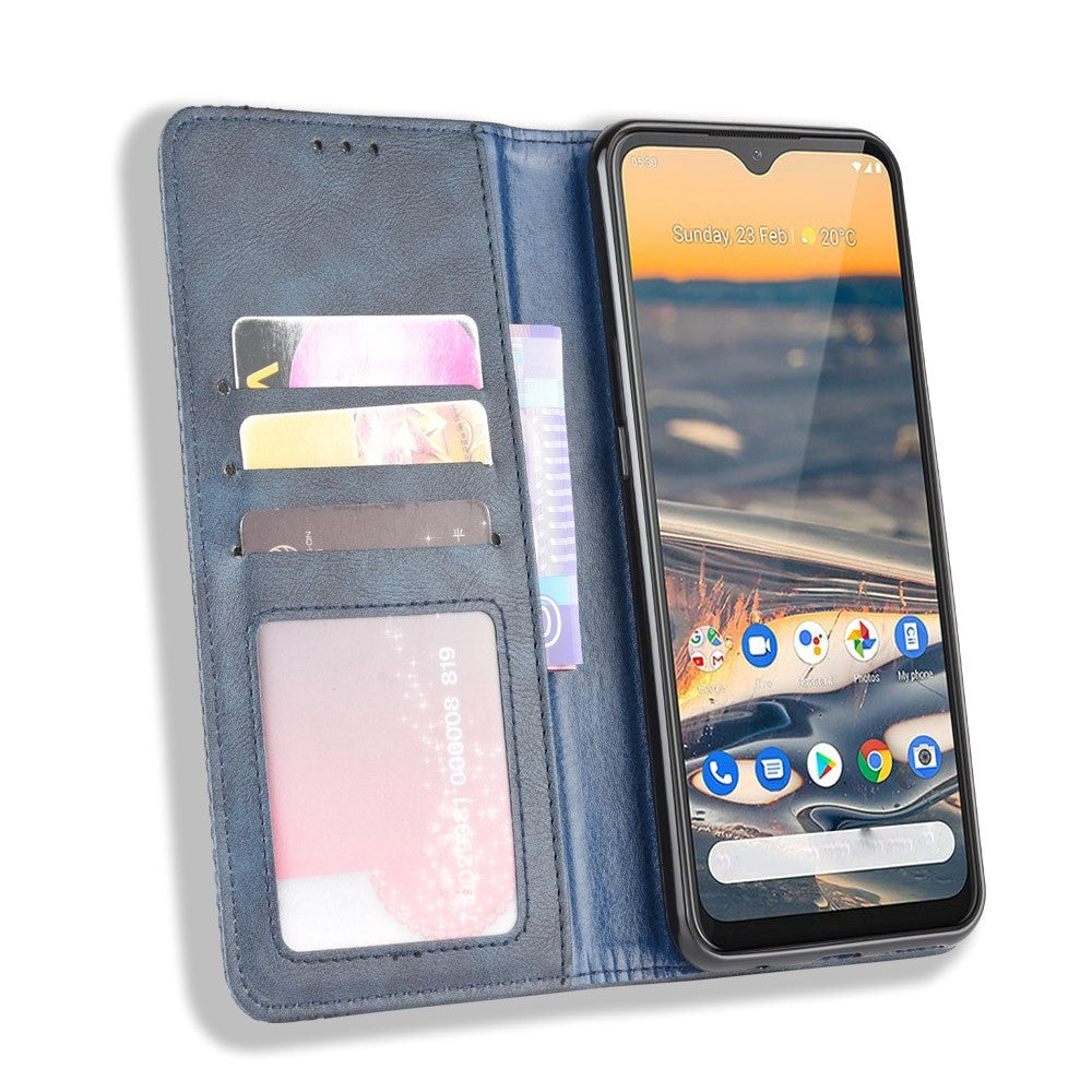 Nokia 5.3 Retro Leather Wallet Case - Blue