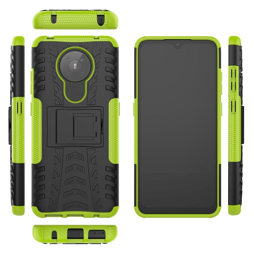 Nokia 5.3 Cool Tyre Tough Case w. Stand - Black / Green