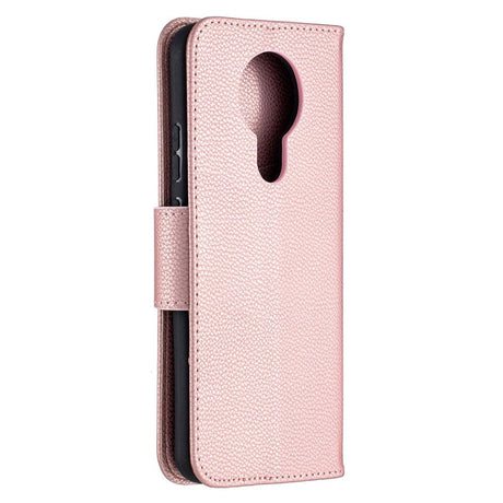 Nokia 3.4 Leather Flip Case w. Litchi Texture - Rose Gold