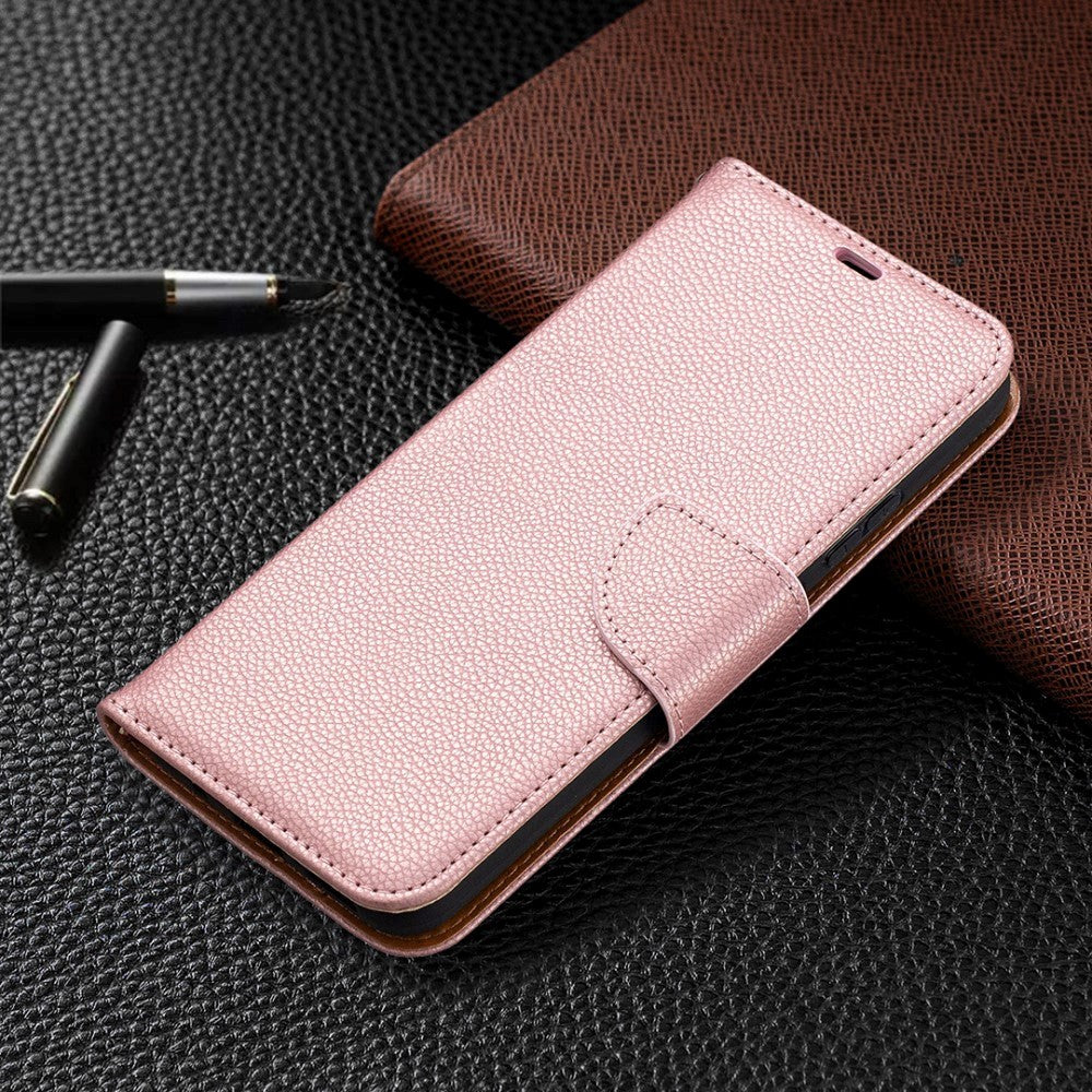 Nokia 3.4 Leather Flip Case w. Litchi Texture - Rose Gold