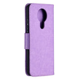 Nokia 3.4 Leather Wallet Case - Butterfly Motif - Purple