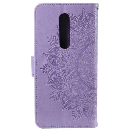 Nokia 2.4 Leather Wallet Case - Mandala Pattern Purple