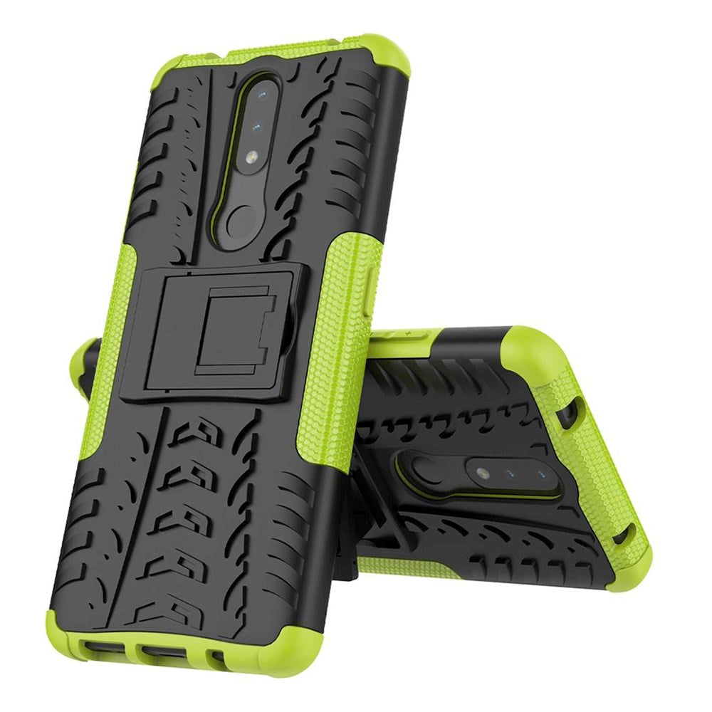 Nokia 2.4 Hybrid Tough Case w. Kickstand - Black / Green