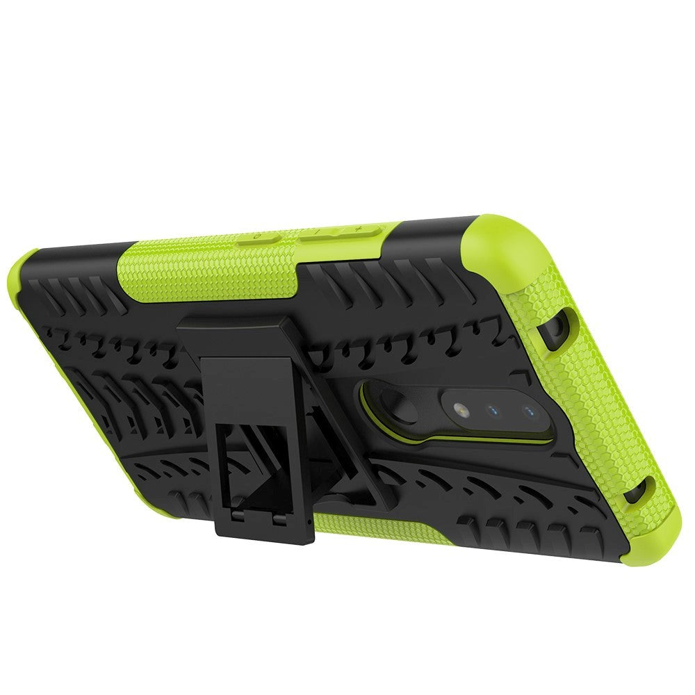 Nokia 2.4 Hybrid Tough Case w. Kickstand - Black / Green