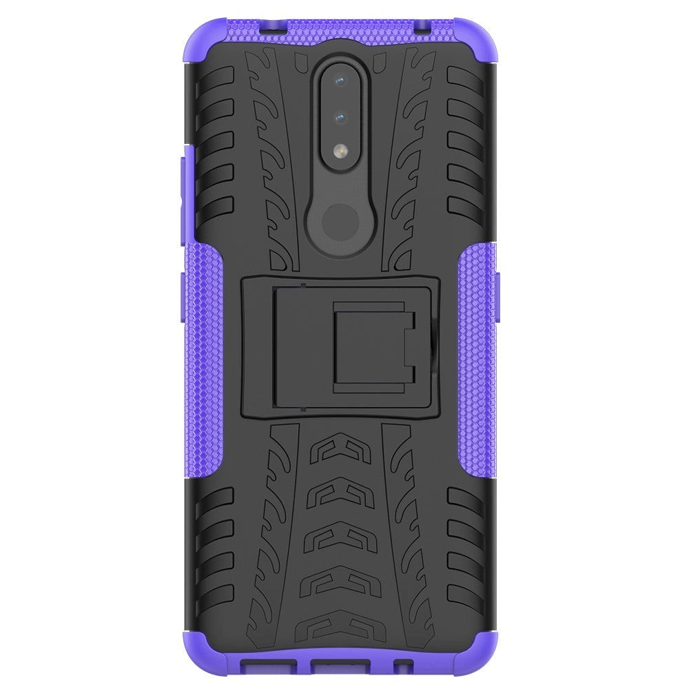 Nokia 2.4 Hybrid Tough Case w. Kickstand - Black / Purple