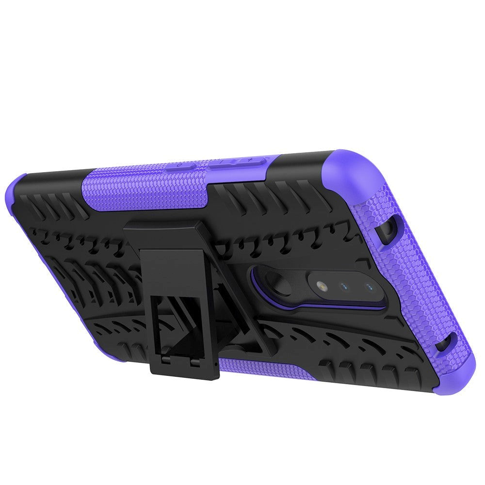 Nokia 2.4 Hybrid Tough Case w. Kickstand - Black / Purple