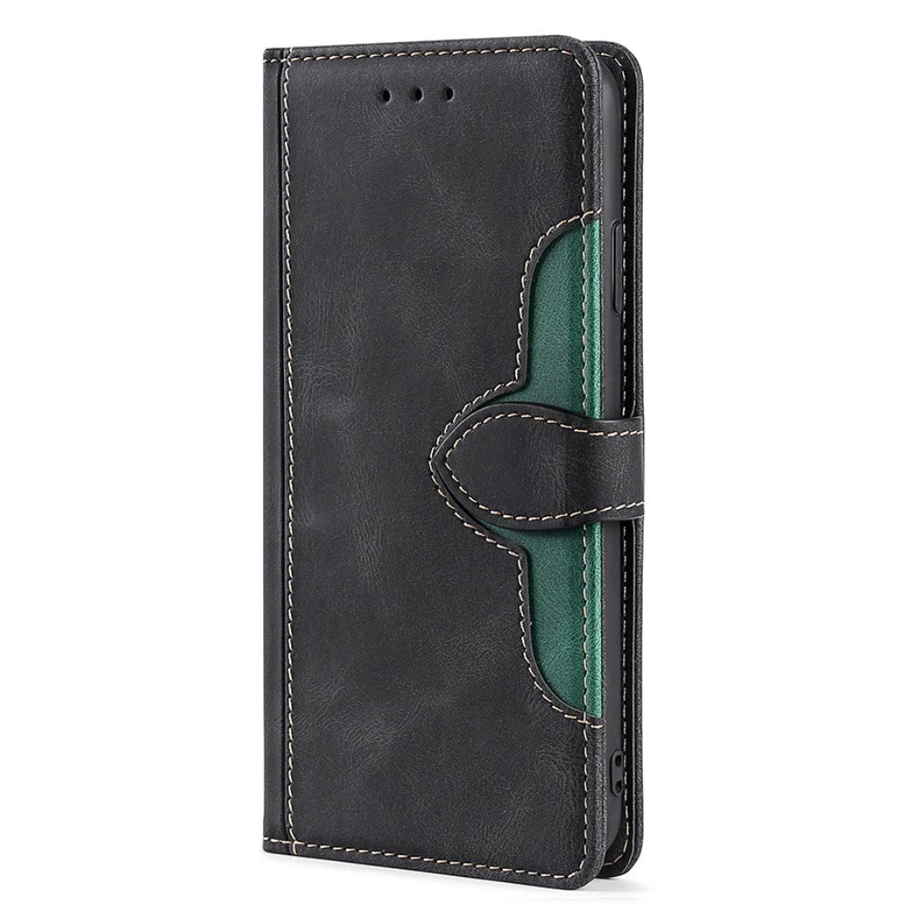 Nokia 1.4 Rustic Two-tone Leather Wallet Case - Black / Green