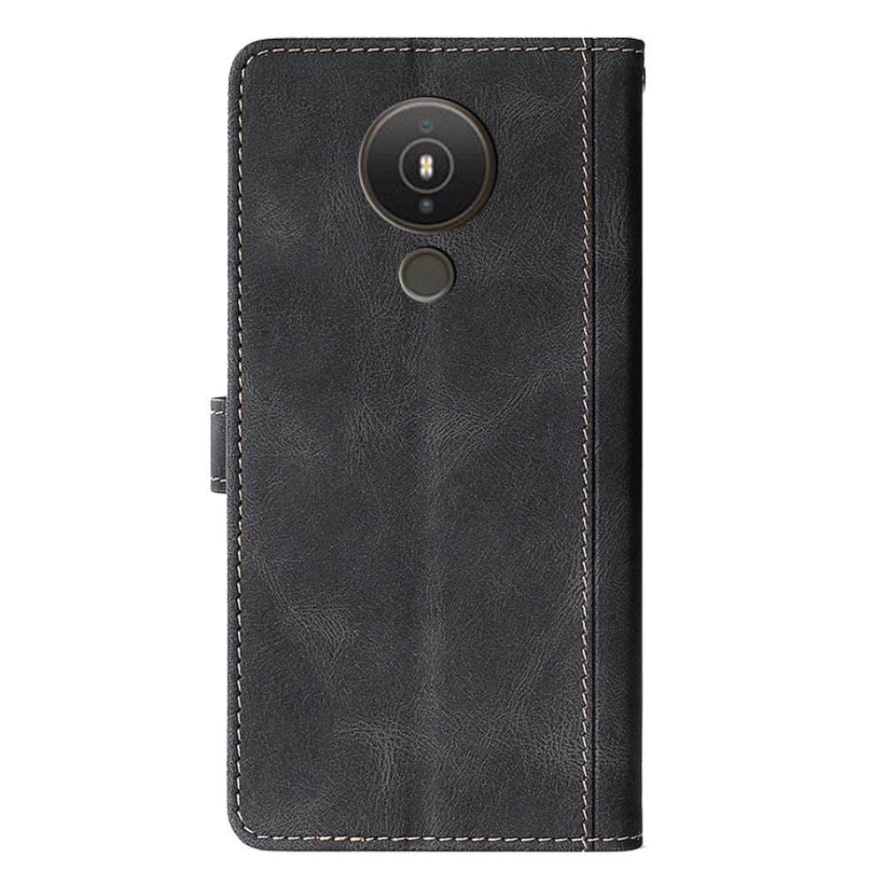 Nokia 1.4 Rustic Two-tone Leather Wallet Case - Black / Green